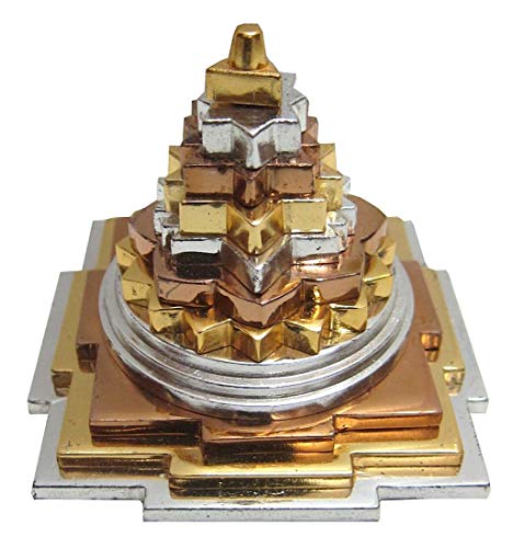 Awaken Your Kundalini Sri Meru Yantra Yantram, Sri Chakra, Maha Meru - Spiritual Blessings, Prosperity, Enlightenment - in Brass & Ashtadhatu (3" Ashtadhatu 3 Tone Polish)