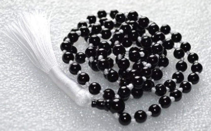 VESTA Black Tourmaline Mala Necklace | 108 Hand-Knotted Beads for Grounding, Protection & Root Chakra Healing | Capricorn Birthstone | Handmade in USA