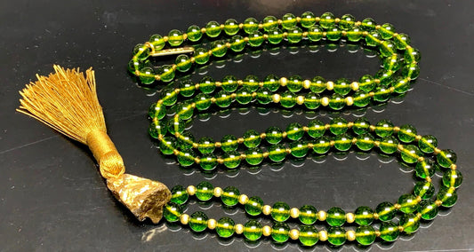 Peridot Abundance Crystal Beaded Necklace – 8mm High-Grade Gemstone | 108 Mala Beads | Heart & Solar Plexus Chakras | August Birthstone Energy | Ethically Sourced