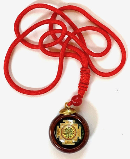 AWAKEN YOUR KUNDALINI Sri Yantra and Maha Mritunjaya Mahamrityunjay Yantra Kavach Locket, Dual Yantra Wooden Pendant