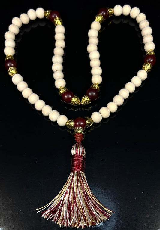 Rosewood & Tulsi Half Mala Necklace | 54+1 Beads | ARANYA Collection
