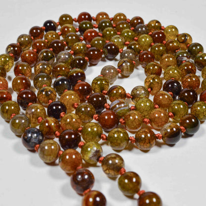 Coffee Dragon Vein Agate Mala Necklace | FALL Collection
