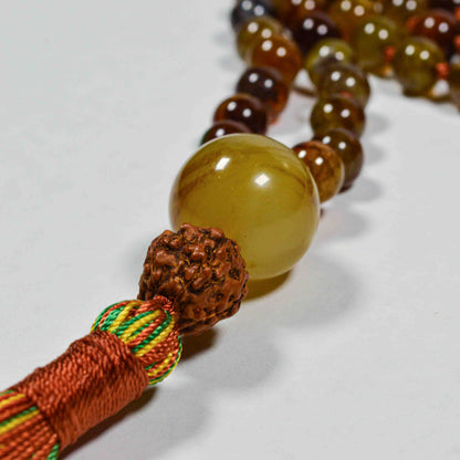 Coffee Dragon Vein Agate Mala Necklace | FALL Collection