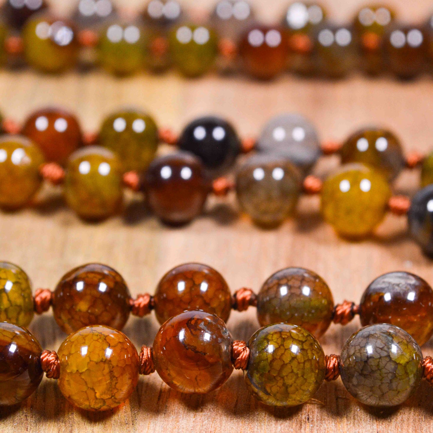 Coffee Dragon Vein Agate Mala Necklace | FALL Collection