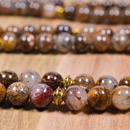 Gold Leaf Jasper Mala Necklace | FALL Collection