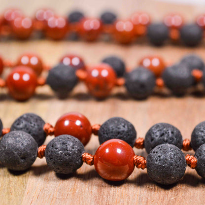 Red Jasper & Lava Mala Necklace | FALL Collection