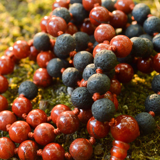 Red Jasper & Lava Mala Necklace | FALL Collection