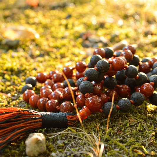 Red Jasper & Lava Mala Necklace | FALL Collection