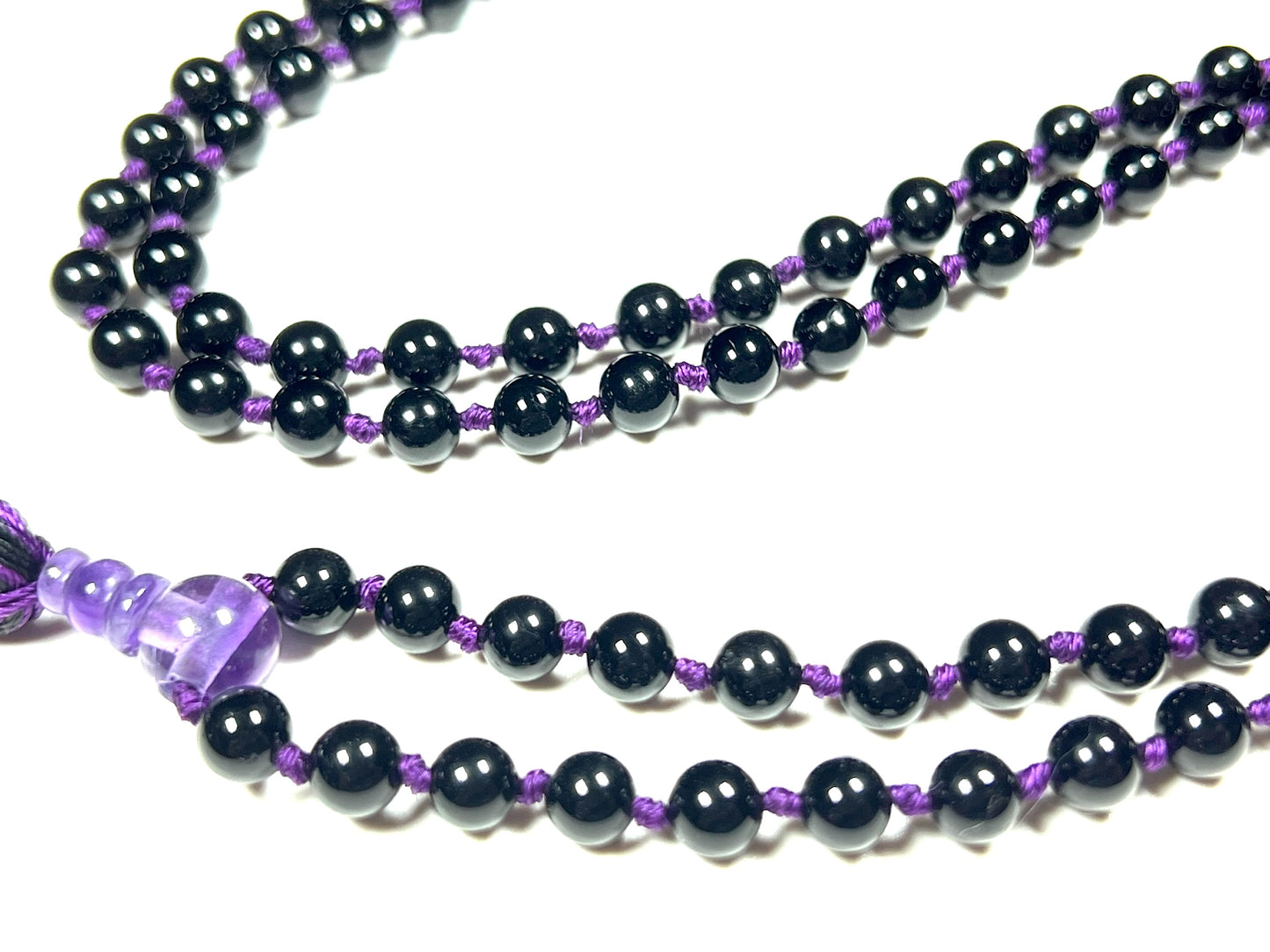 VESTA Black Tourmaline Mala Necklace | 108 Hand-Knotted Beads for Grounding, EMF Protection & Root Chakra Healing | Capricorn Birthstone | Handmade in USA