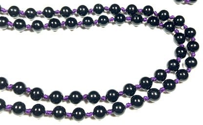 VESTA Black Tourmaline Mala Necklace | 108 Hand-Knotted Beads for Grounding, EMF Protection & Root Chakra Healing | Capricorn Birthstone | Handmade in USA