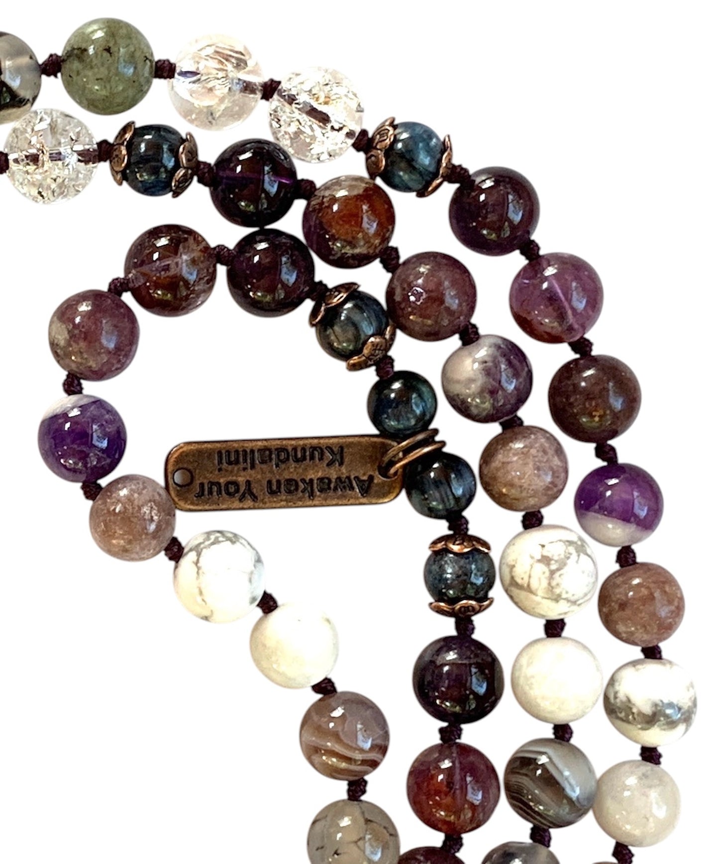 SAHASRARA Collection Sacred Crown Chakra Mala worn as luxury spiritual jewelry for wisdom and clarity