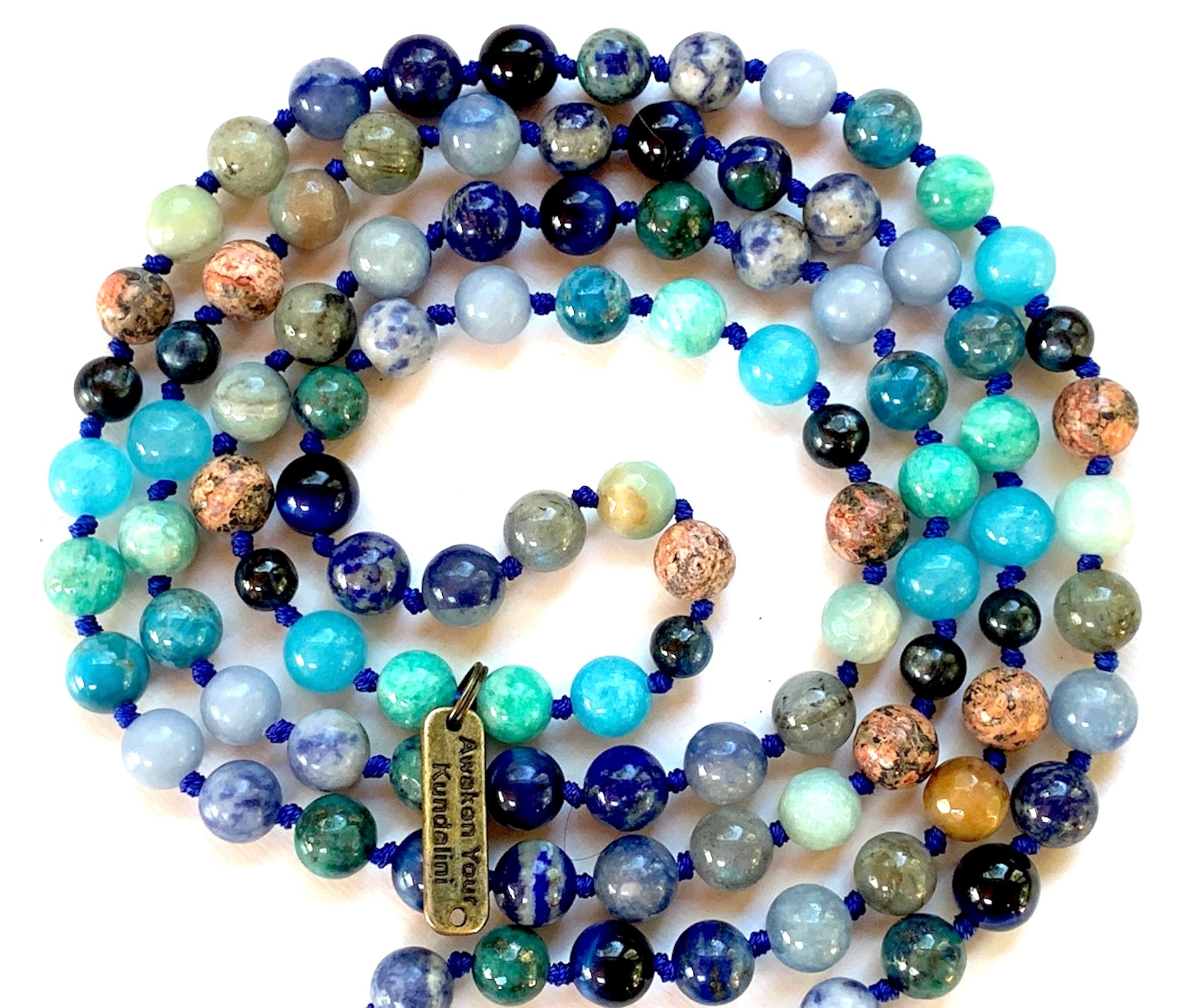 VISHUDDHA Collection Sacred Voice Mala worn as luxury throat chakra jewelry by AYK