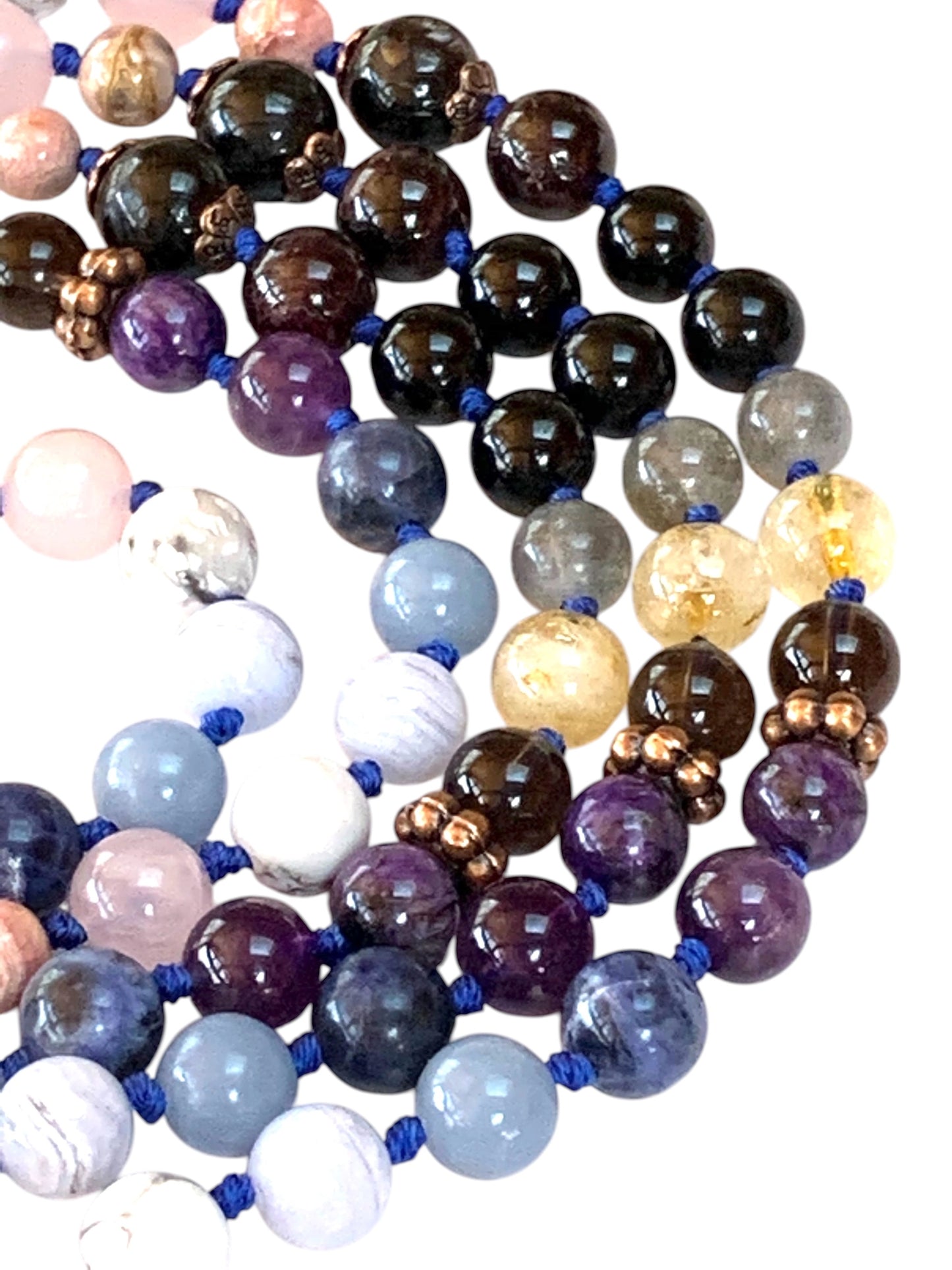 Empath Support & Protection Mala Necklace | Hand-Knotted 108 Beads | VESTA Collection