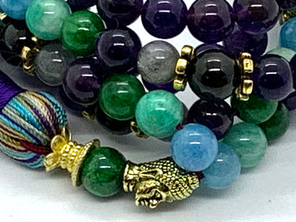 Ultimate Aquarius Zodiac Mala Necklace | Hand-Knotted Beads | ASTRA Collection