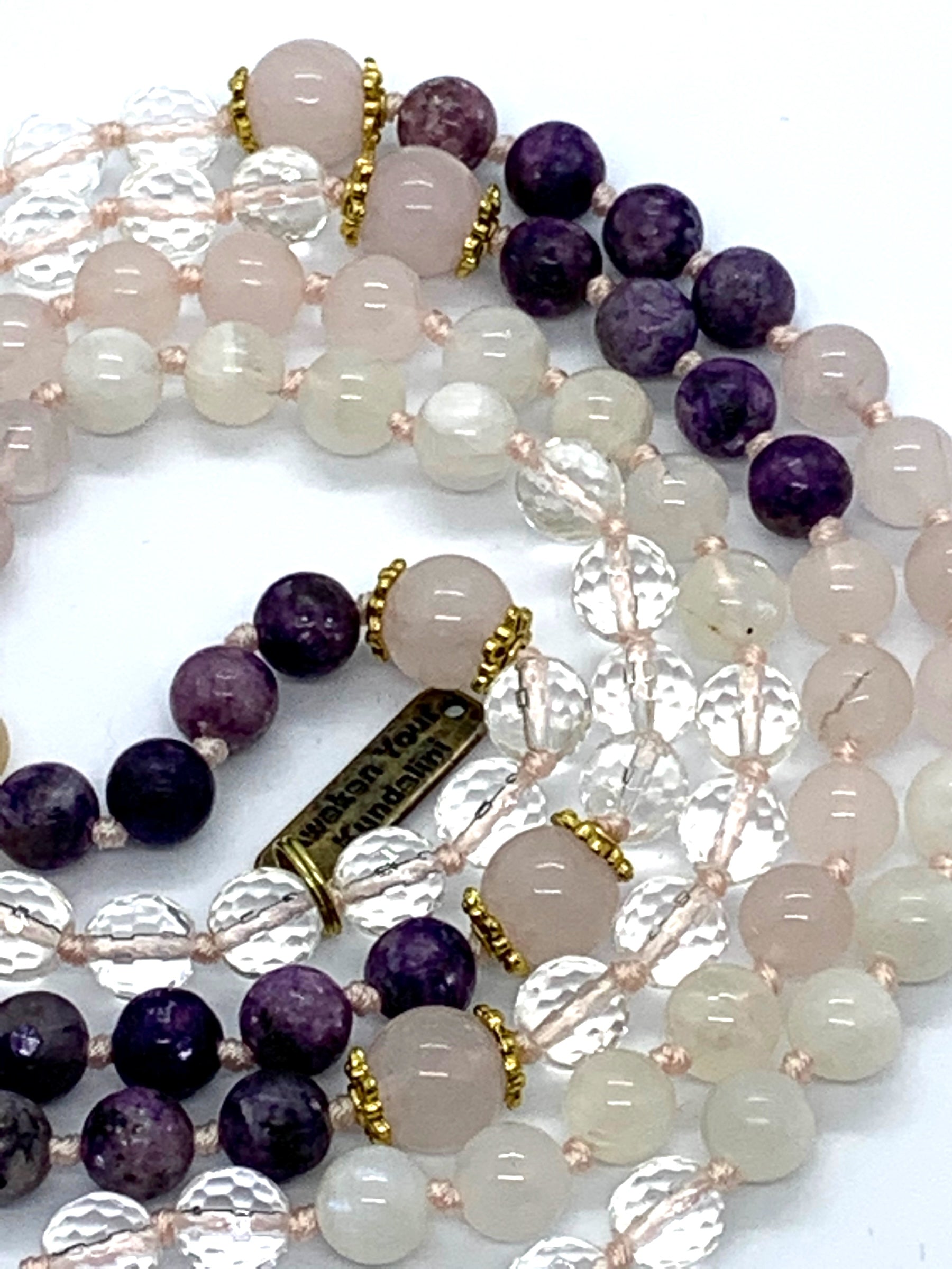 Lunar Love Mala Necklace AMOR Collection design for divine feminine energy and compassion. Awaken Your Kundalini luxury packaging for Lunar Love Mala Necklace AMOR Collection

