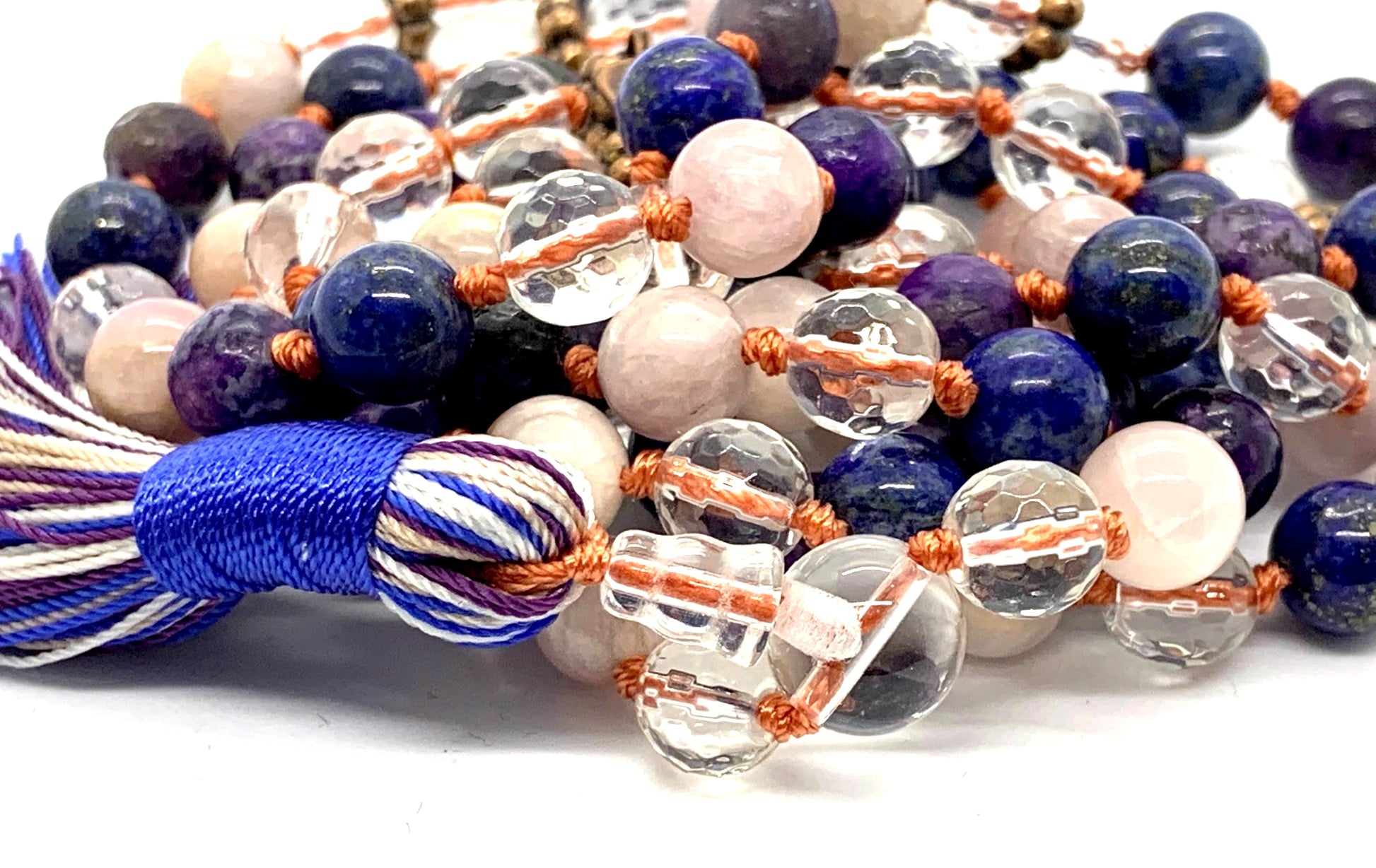 Hand-knotted 108 bead Celestial Vision Mala for intuition, clarity and spiritual awakening