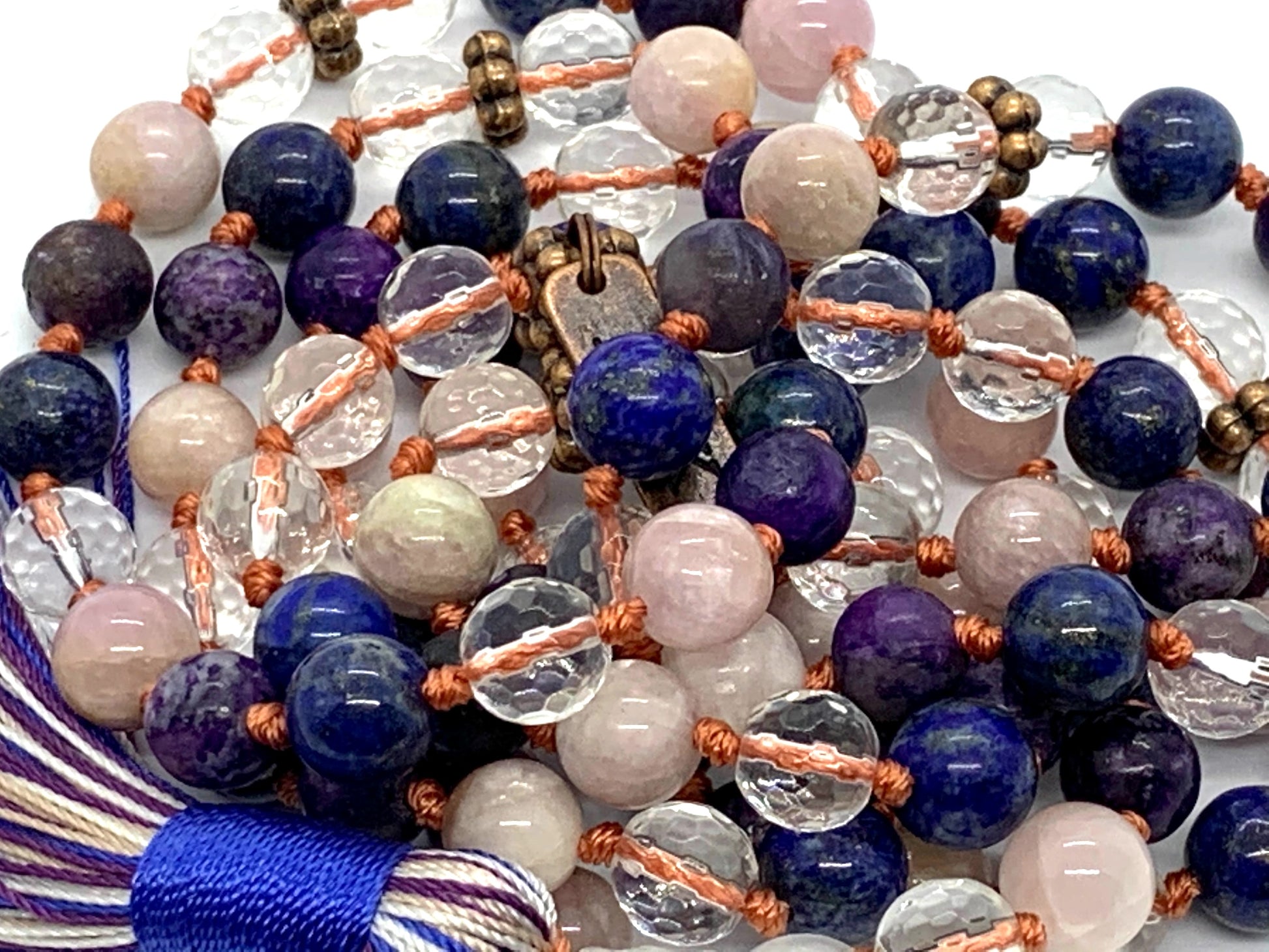 Celestial Vision Mala Necklace worn as spiritual jewelry for transformation and third eye activation