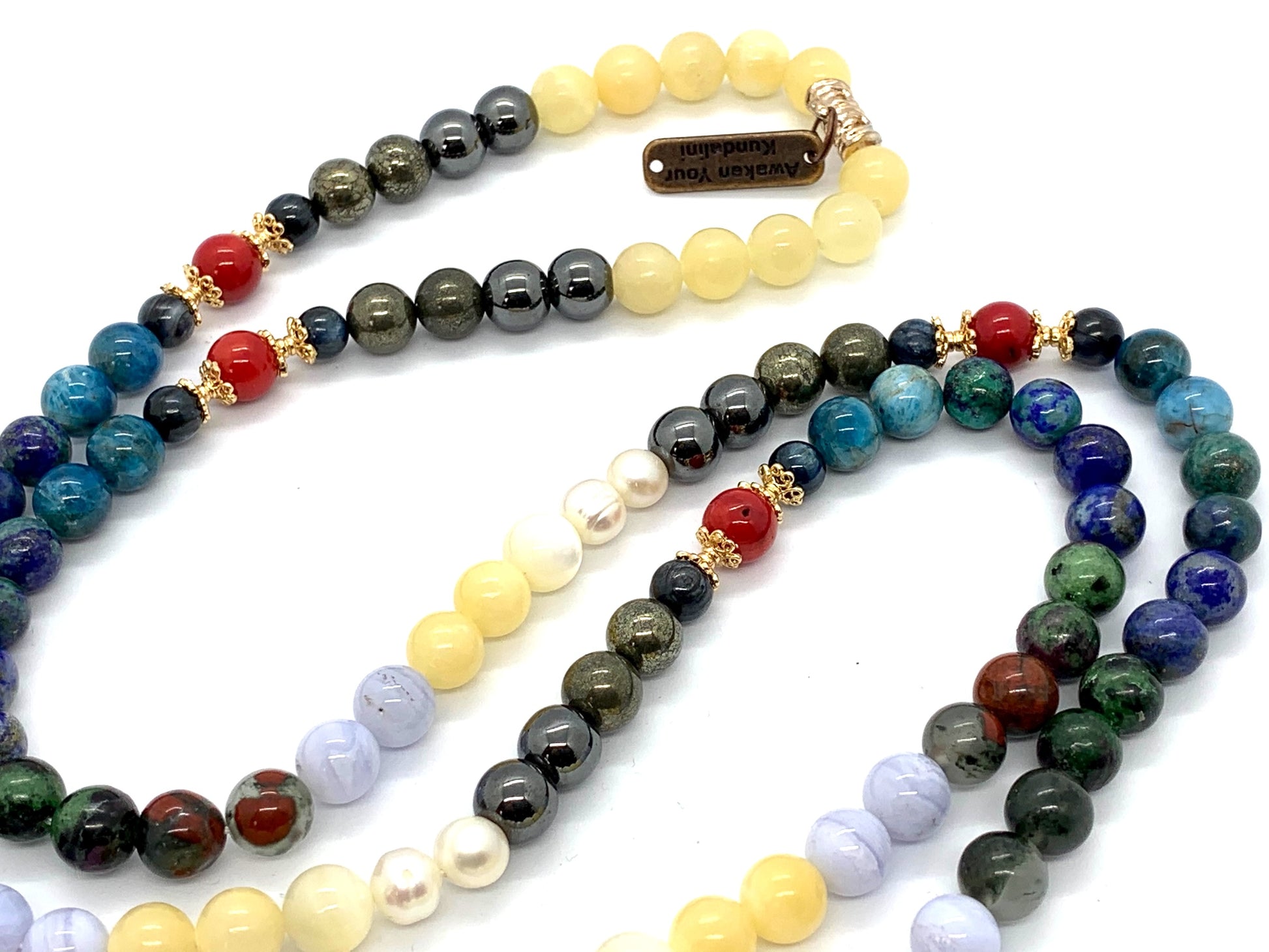 Cosmic Harmony Mala Necklace luxury presentation showing premium gemstone quality and craftsmanship