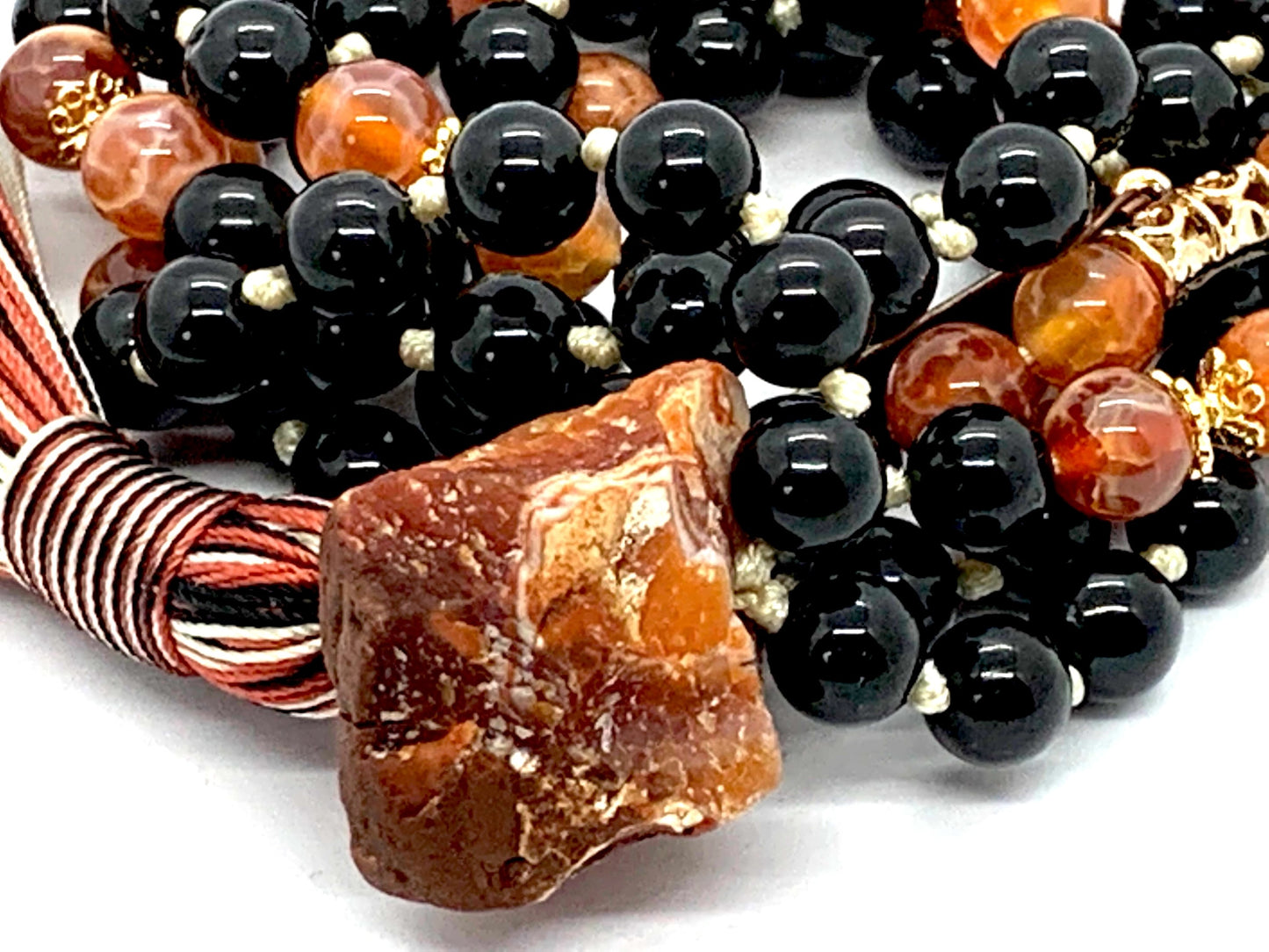Inferno Guardian Mala Necklace for grounding protection and fiery courage by AYK