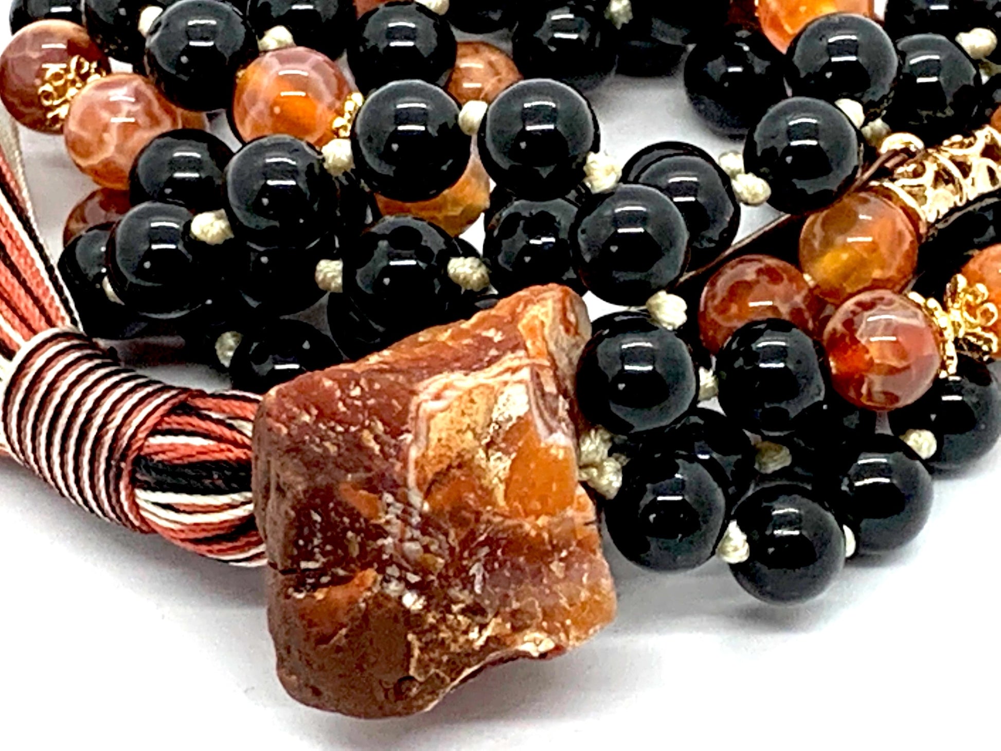 Inferno Guardian Mala Necklace for grounding protection and fiery courage by AYK