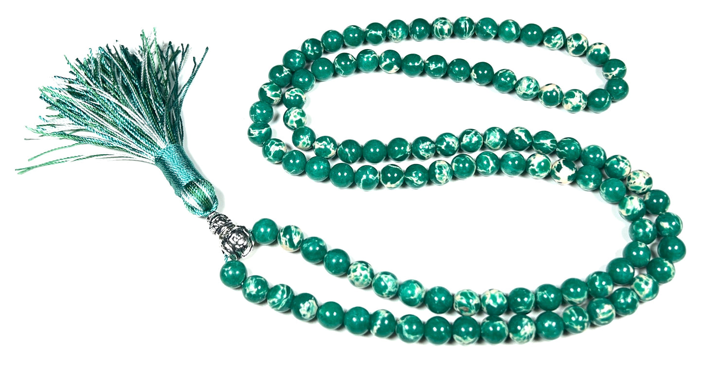 Tide & Stone Mala Necklace | Sea Sediment Jasper | 108 Beads | DHARA