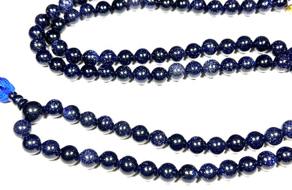 Blue Goldstone Midnight Gemstone Mala Necklace | TARA Collection by AYK