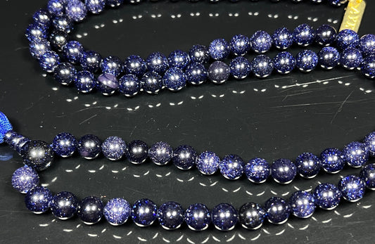 Blue Goldstone Midnight Gemstone Mala Necklace | TARA Collection by AYK
