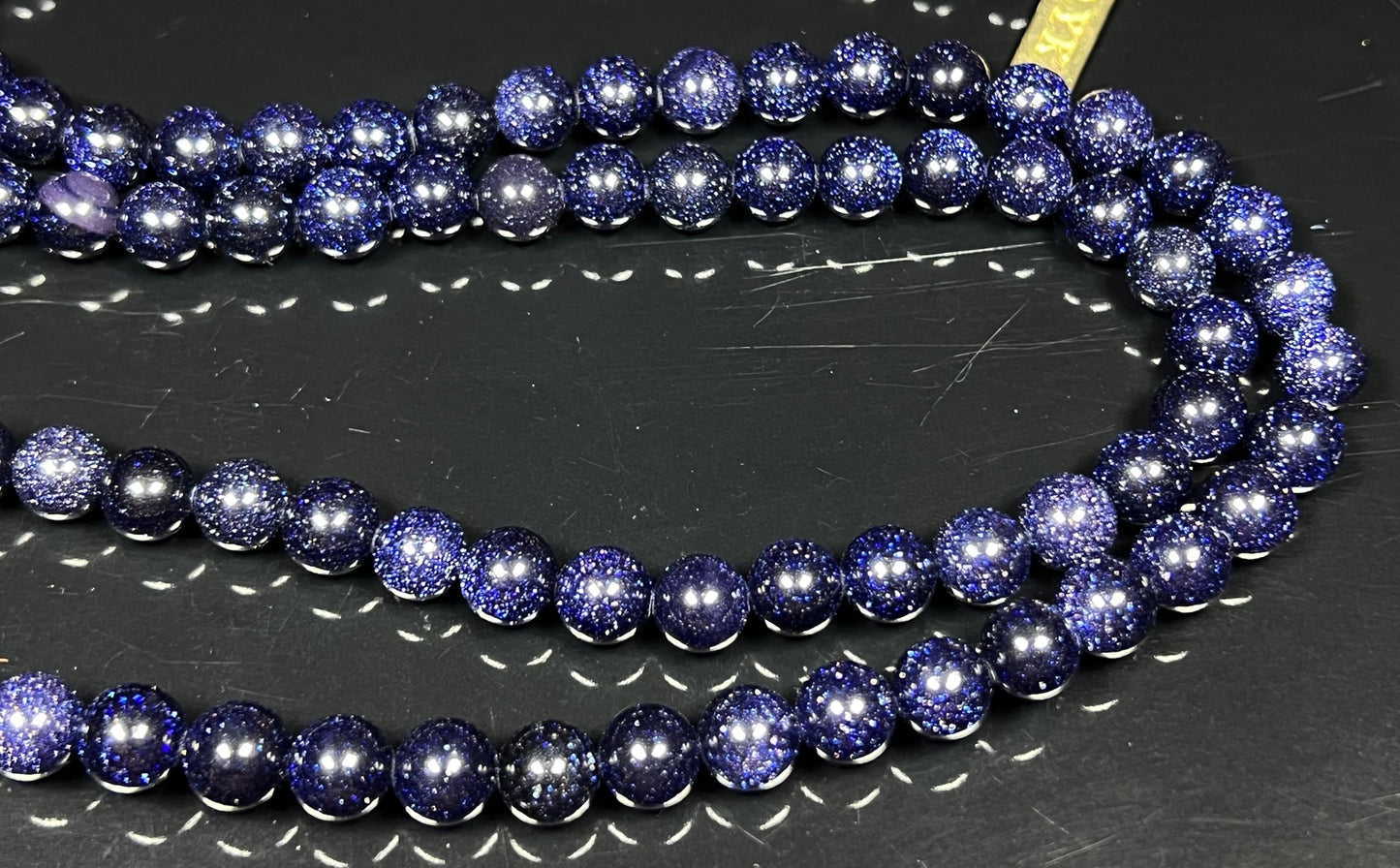 Blue Goldstone Midnight Gemstone Mala Necklace | TARA Collection by AYK