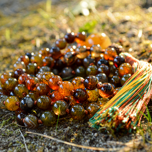 Coffee Dragon Vein Agate Mala Necklace | FALL Collection