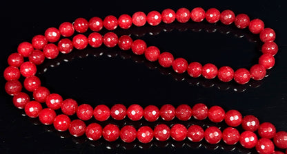 Faceted Red Agate Mala Beads Necklace, 8mm 108 Beads – September Birthstone, Virgo Jewelry, Root Chakra