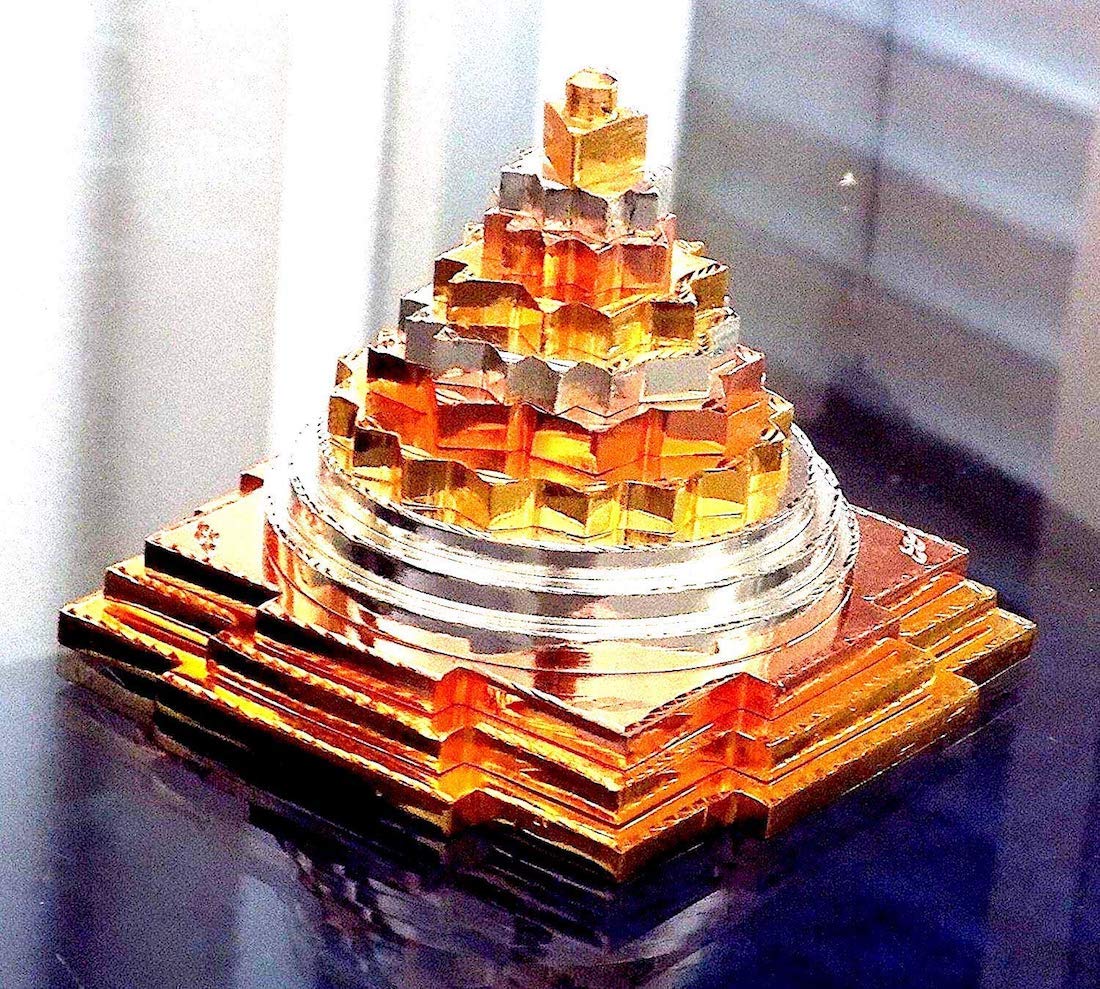 AWAKEN YOUR KUNDALINI Sri Yantra, Meru Yantra, Sri Chakra in Brass Size 3" Inch - Spiritual Powers, Vaastu Dosh, Prosperity - 3D - 3 Tone