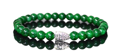 Green Jade Stretch Bracelet with Lucky Charm Accents - Taurus Birthstone for May - Heart Chakra