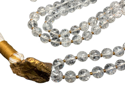 Nirvana Crystal Quartz Mala Beads Necklace – 8mm 108 Beads – Crown Chakra & All Zodiac Birthstones – Meditation Jewelry