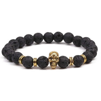 VULCAN Lava Skull Bracelet | 8mm Stretch Beads for Grounding & Power