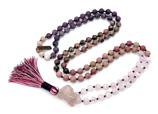 LUCEM Charoite Mala Necklace | Heart Healing & Spiritual Growth | Heart Chakra | February Birthstone