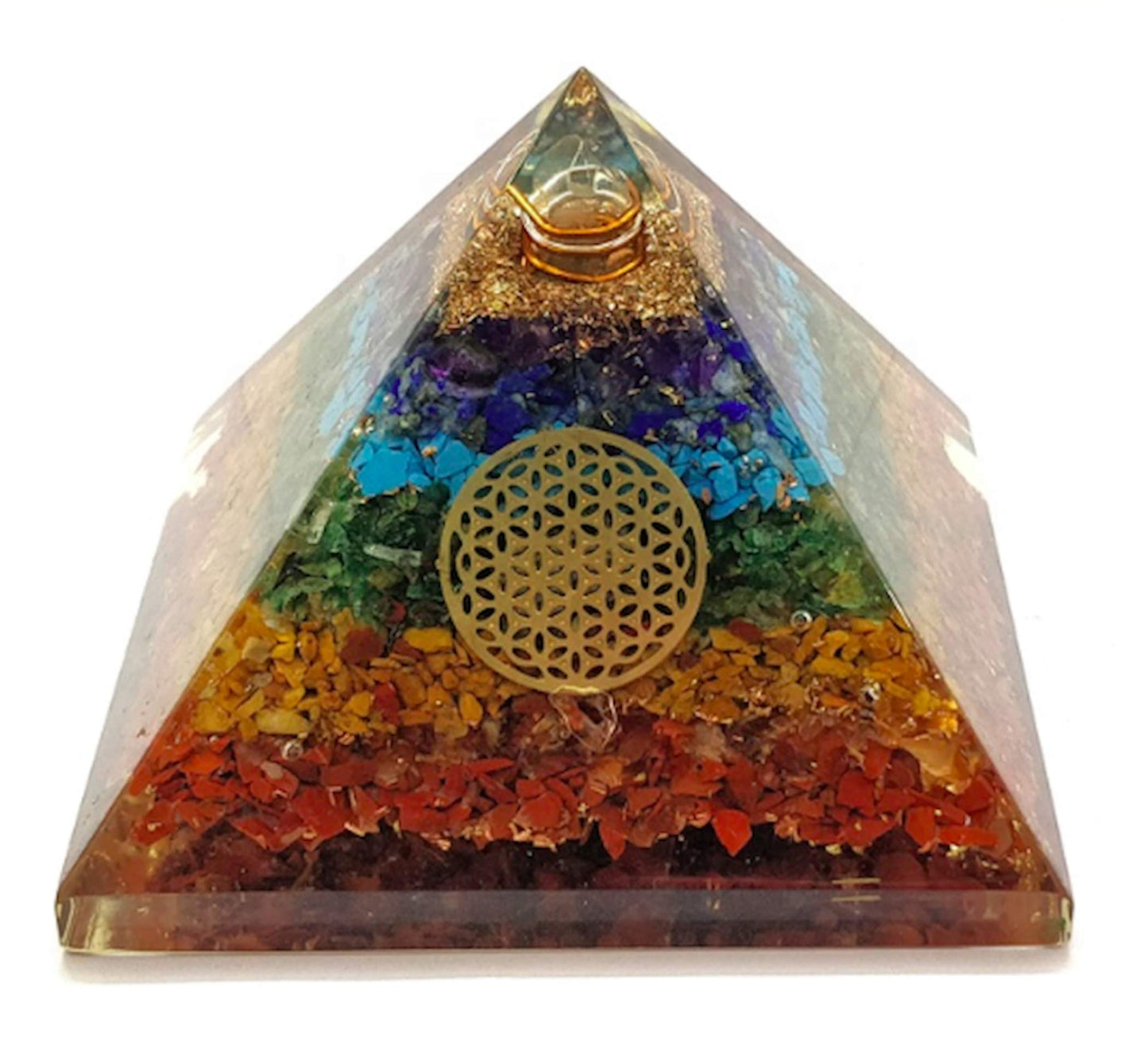 7 Chakra Orgonite Pyramid | 2-Inch Energy Harmonizer | TATTVA Collection