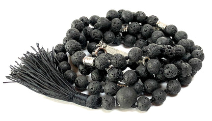 VULCAN Lava Mala Necklace | Hand-Knotted 108 Beads for Root Chakra