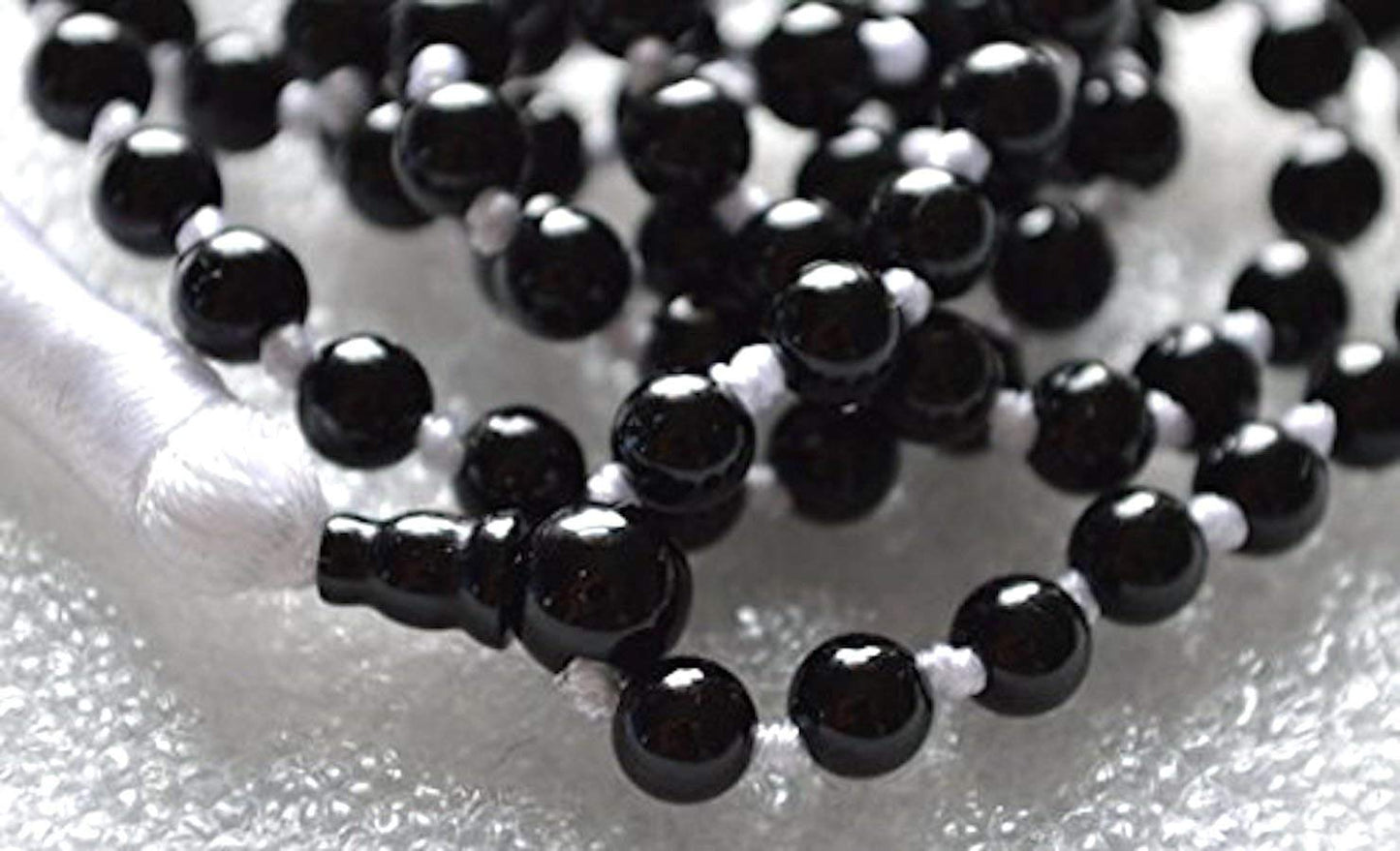 VESTA Black Tourmaline Mala Necklace | 108 Hand-Knotted Beads for Grounding, Protection & Root Chakra Healing | Capricorn Birthstone | Handmade in USA
