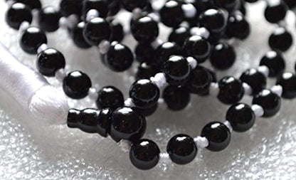 VESTA Black Tourmaline Mala Necklace | 108 Hand-Knotted Beads for Grounding, Protection & Root Chakra Healing | Capricorn Birthstone | Handmade in USA