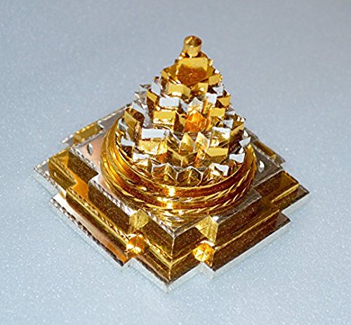 AWAKEN YOUR KUNDALINI Sri Yantra, Meru Yantra, Sri Chakra in Brass Size 2" Inch - Spiritual Powers, Vaastu Dosh, Prosperity - 3D