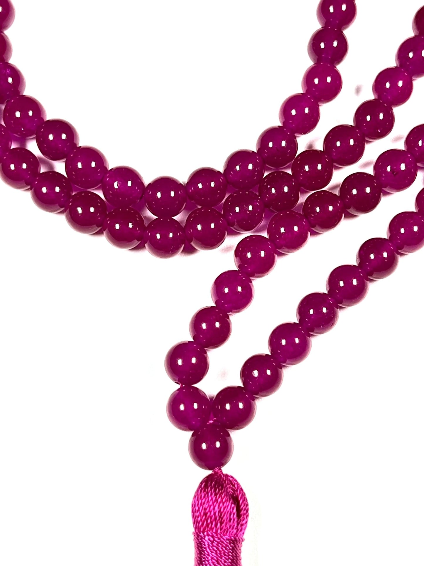 Handmade Magenta Jade Mala Beads Necklace | 8mm 108 Beads | Handmade Spiritual Jewelry | Birthstone & Heart Chakra Energy