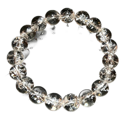 Himalayan Ice Nirvana Crystal Quartz Stretch Bracelet - 10mm AAAAA Grade - April Birthstone, Aries - Crown Chakra
