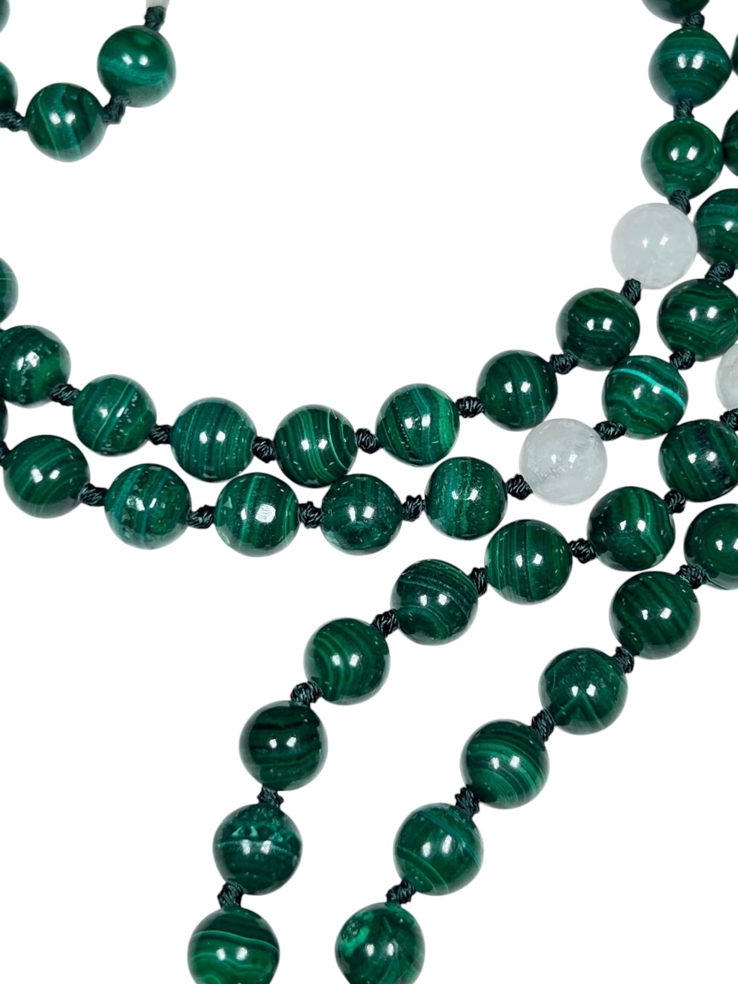 Malachite, Rose Quartz & Selenite Mala Necklace | GAIA Collection