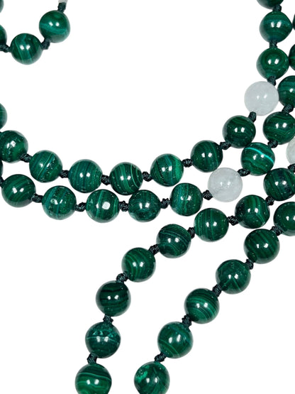Malachite, Rose Quartz & Selenite Mala Necklace | GAIA Collection
