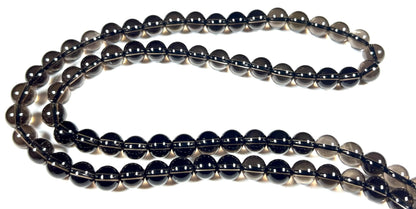 Handmade Smoky Quartz Mala Beads Necklace | 6mm & 8mm 108 Beads | Hand-Knotted Spiritual Energy Beads | Capricorn Birthstone & Root Chakra Connection