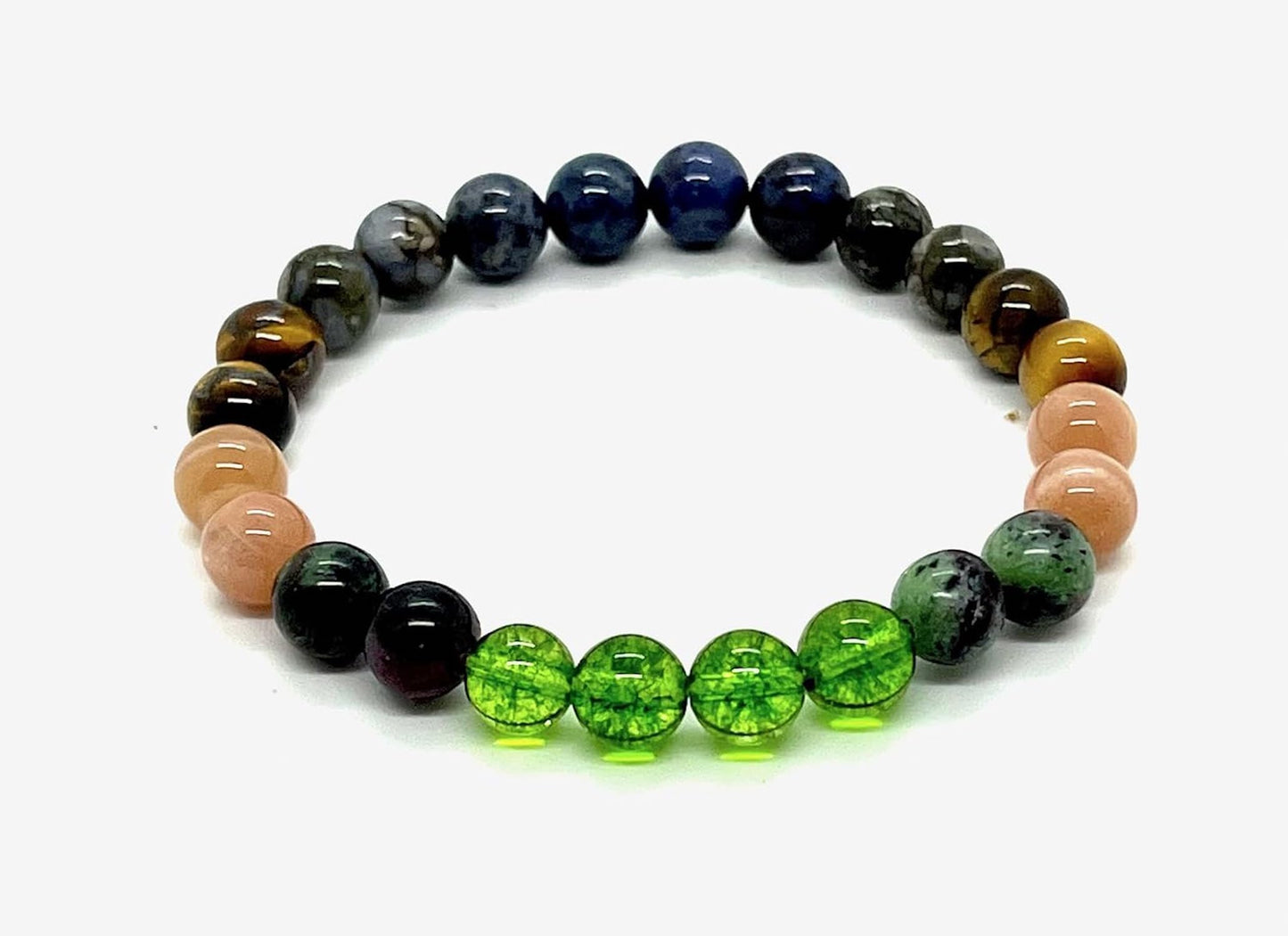 Unleash Your Inner Radiance: Leo Constellation Bracelet (8mm) - Multi-Chakra Alignment, Lapis Lazuli, Black Opal (Leo Birthstone), Peridot, Tiger's Eye, Ruby Zoisite, Rhodochrosite