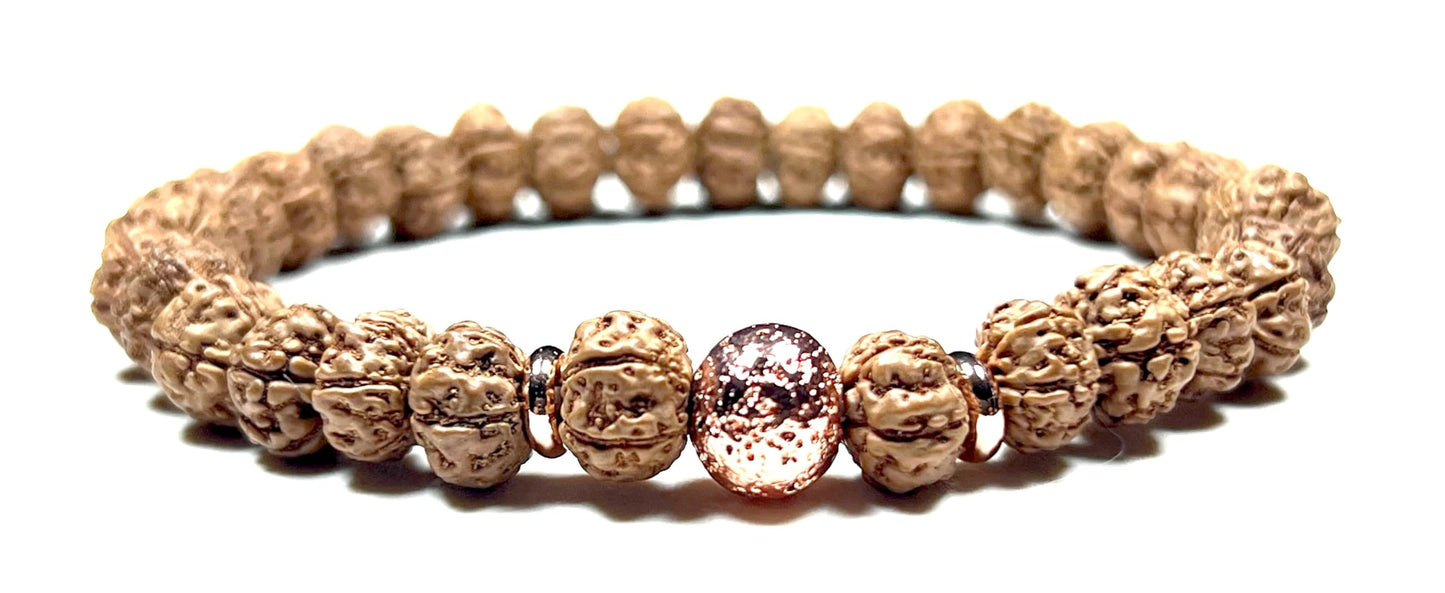 Lava Rock  & Rudraksha Bracelet  | Throat & Root Chakra Healing | Taurus & Libra
