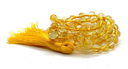 Citrine Mala Necklace, Hand Knotted 8mm High-Grade 108 Beads - November Birthstone, Sagittarius Jewelry, Root Chakra