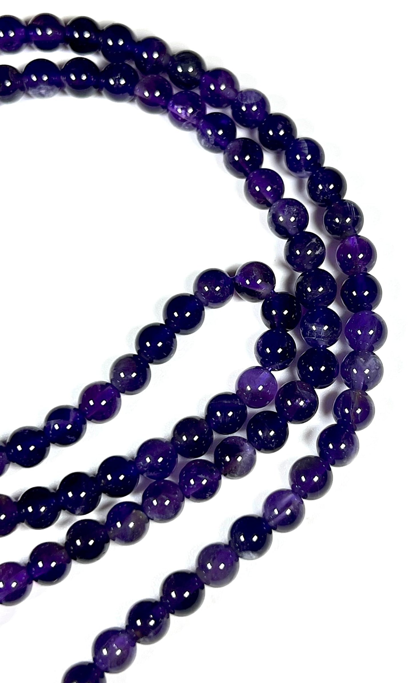 Handmade Amethyst Mala Beads Necklace - 6mm 108 Beads - Pisces Birthstone - Crown Chakra