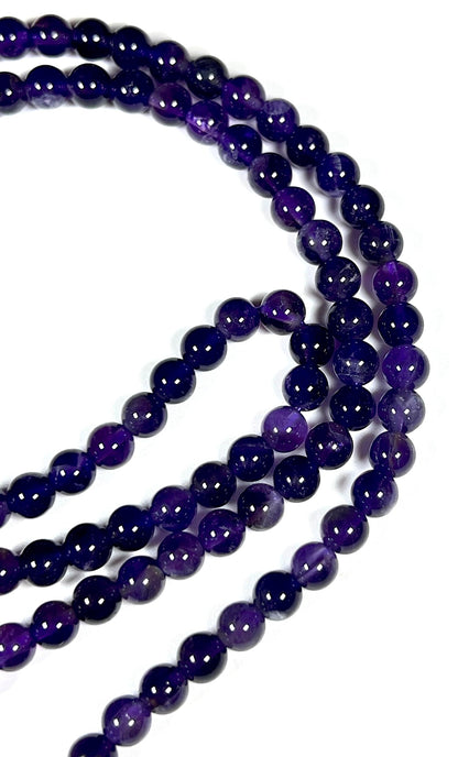 Handmade Amethyst Mala Beads Necklace - 6mm 108 Beads - Pisces Birthstone - Crown Chakra